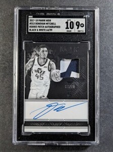 2017-18 Panini Noir DONOVAN MITCHELL /99 Rookie Patch Auto RC #313 Jazz SGC 9