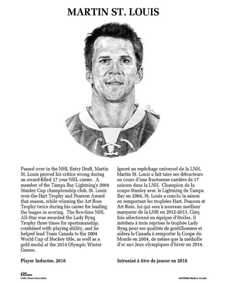 Martin St. Louis Tampa Bay Lightning 8x10 NHL Hall of Fame Legends Hockey Photo - Image 1 of 1