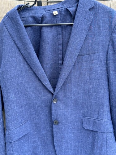 Burberry London Giacca Sportiva Uomo Navy LINO 2 Bottoni Blazer Taglia Medium 52R