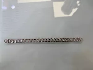 14K White Gold Plated Silver Linked Bracelet For Men - 8.5" - Picture 1 of 2