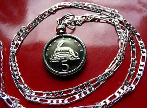 JAMAICAN Snapping CROCODILE  Proof Pendant on a 22" 925 Sterling Silver Chain. - Picture 1 of 4