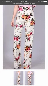 Floral print High Waist Pants Wide Leg Pants - Picture 1 of 2