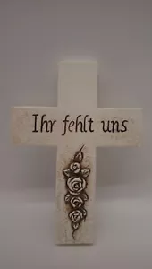 Grabkreuz Beerdigung Kreuz Grabschmuck Bestattung Grabstein | aus Steingut *NEU* - Bild 1 von 1