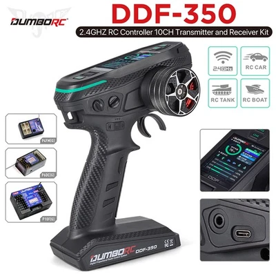DUMBORC DDF-350 2.4G Transmitter+Receiver 10CH LCD FHSS Radio for RC Car Boat - Image 1 of 4