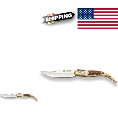 Navaja de bolsillo tradicional hoja de 4,2 pulgadas con punta de clip y mango de cuerno de ciervo Foto 1 de 3