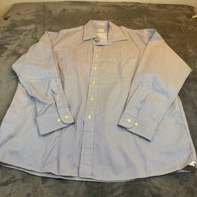 Рубашка на пуговицах мужская Peter Millar классический крой синяя в тонкую полоску синяя белая большой размер - Изображение 1 из 4