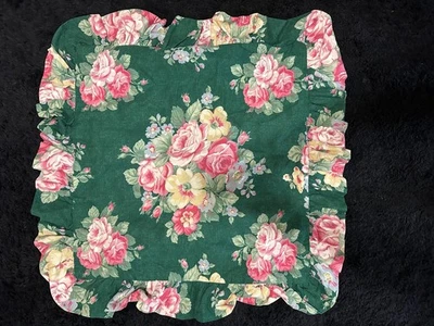 VINTAGE Ralph Lauren Haley Floral EURO Sham & Queen Bed Skirt Blue Label 1980’s - Image 1 of 4