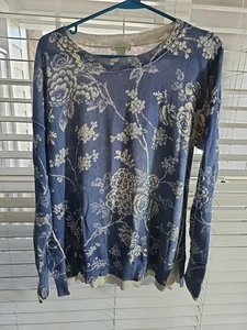 Maglione DONNA Sundance viola maglia floreale girocollo cotone TAGLIA SMALL - Foto 1 di 4