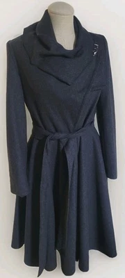 CQ by CQ Convertible Gray Fit & Flare Designer Coat Avante-garde Trench Womens L - Image 1 of 4