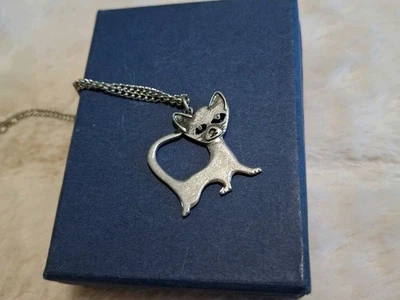 Lindo collar adorno colgante gato vintage 1979 Metzke estilo mediados de siglo  Foto 1 de 4