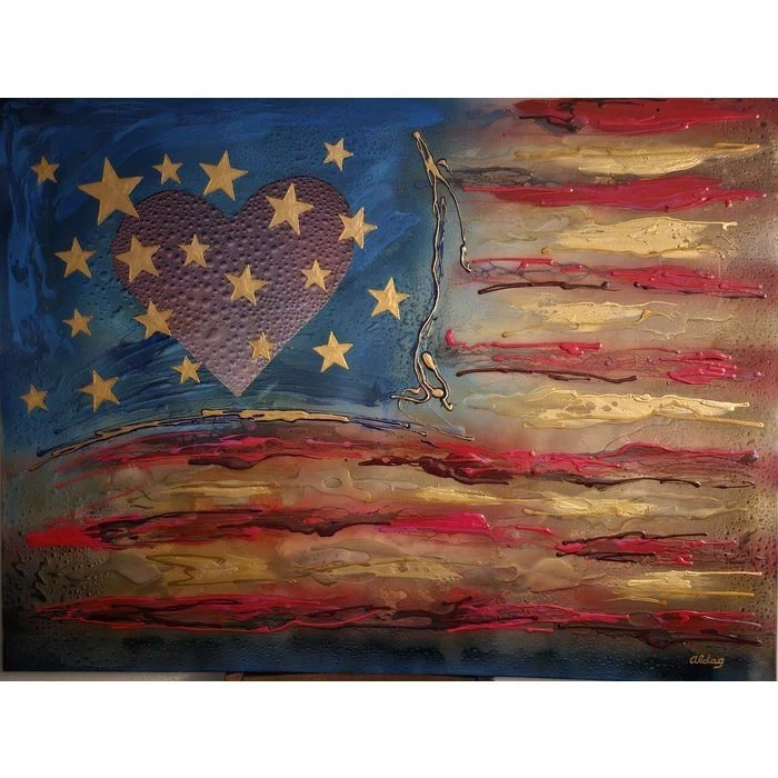 Pintura acrílica bandera americana 48 x 36 pulgadas, sin marco impresionante patriótica Foto 1 de 1
