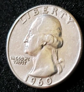 1960 (P) Washington Quarter 90% Silber #330065 tatsächliches Bild - Bild 1 von 3