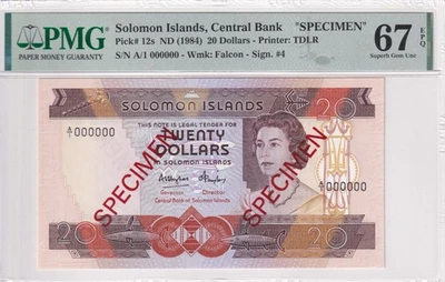 Solomon Islands, 20 Dollars, 1984, UNC, p12s, Specimen - Image 1 of 2
