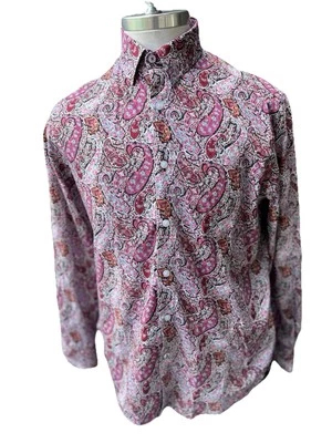 John Lennon Multicolored Button Up Paisley Dress Shirt Mens Medium 15.5-16 Cotto - Image 1 of 4