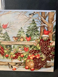 Set of 2! Christmas Cards! Gorgeous LANG Cardinals on the Fence - Picture 1 of 7