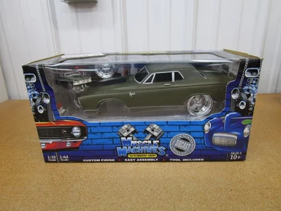 1963 Plymouth Savoy 1/18 Muscle Machines metal build it kit green diecast car Z - Image 1 of 4