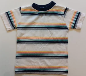 Vtg Health-tex Size 5 White Striped Ringer T Shirt 80s USA Made Permanent Press - Picture 1 of 9