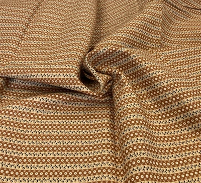 GOLD & BROWN LEAF STRIPE - COTTON-- 1/2 YARD - Image 1 of 3