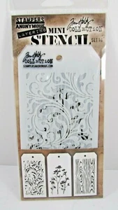 New Layering Mini Stencil set #10 Stampers Anonymous By Tim Holtz Ranger - Foto 1 di 2