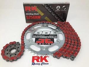 Red 2015-18 Yamaha FZ-07 RK GXW525 16/43 OEM Ratio Racing Chain and Sprocket Kit - Foto 1 di 4