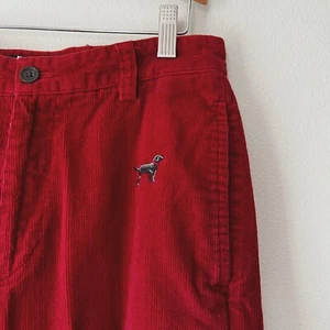 Y2K Chaps Deep Red Black Lab Dog Embroidered Corduroy Womens Pants 30” - Picture 1 of 8