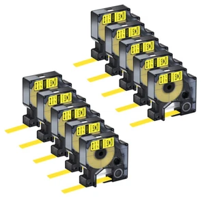 Tubo termorretráctil 10PK 18052 IND 1/4" negro/amarillo para DYMO Rhino PRO 1000 5000 - Imagen 1 de 9
