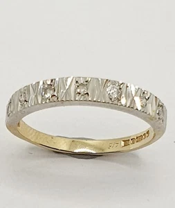 9ct Two Tones Gold Diamond Half Eternity 7 Stones 0.20ct Band 375 Ring Size O - Picture 1 of 22