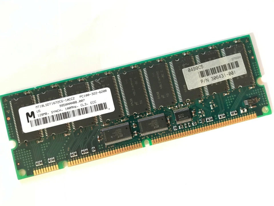 MICRON MT18LSDT1672CG-10CC2 168-PIN 128MB PC100 REGISTERED DIMM MEMORY   fcb11.9 - Image 1 of 1