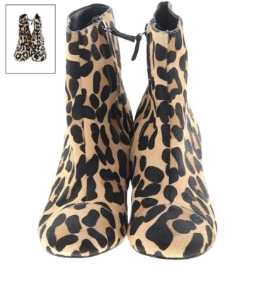 Botines halógenos Alexa con estampado de leopardo pelo de becerro tobillo cremallera lateral tacón bloque 7,5 Foto 1 de 4