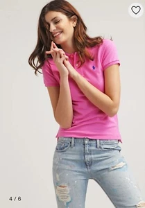 Ralph Lauren women's pink polo shirt t-shirt top Size L Y2k vintage slim fit - Picture 1 of 11
