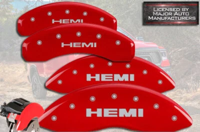 Dodge Ram 1500 Classic 2019-2024 cubiertas de pinza de freno MGP rojas delanteras + traseras HEMI Foto 1 de 4