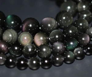 Natural AAA rainbow eye obsidian round beads strand 8mm to 20mm - Picture 1 of 8