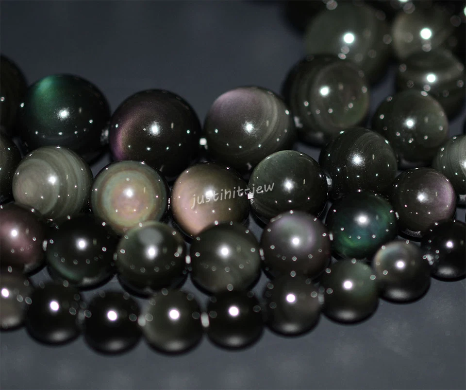 Natural AAA rainbow eye obsidian round beads strand 8mm to 20mm - Image 1 of 1