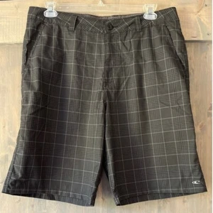 O'NEILL Chino Style Shorts w/ Pockets Casual Black Plaid Skater Men's Size 36 - Picture 1 of 9