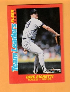 Dave Righetti New York Yankees 1988 Fleer Team Leaders #29 8J - Imagen 1 de 2