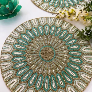 Set of 6, Luxury handmade bead placemat, table decoration, beaded tablemat - Picture 1 of 7