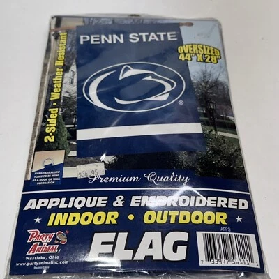 "Bandera de 2 lados con apliques bordados de Penn State 44""x28"" animal de fiesta" Foto 1 de 4
