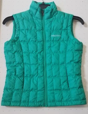 Chaleco acolchado de plumón de pato Marmot para niñas cremallera completa ligero verde juvenil talla pequeña Foto 1 de 4