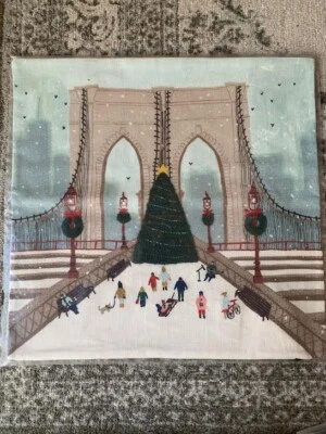 WEST ELM Pottery Barn BROOKLYN BRIDGE Christmas Pillow Cover 20"sq. - Image 1 of 4