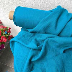 Bright Blue Linen Fabric by the Yard – Pre-Washed - Apparel & Crafting fabric - Picture 1 of 3