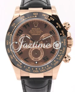 Rolex Daytona 40mm Rose Gold Chocolate Arabic Ceramic Bezel Leather 116515LN - Picture 1 of 1