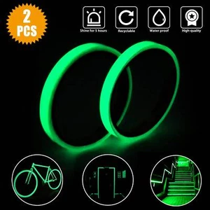 2 Pcs Glow In The Dark Waterproof Luminous Self Adhesive Tape Safety Stickers 3M - Picture 1 of 9