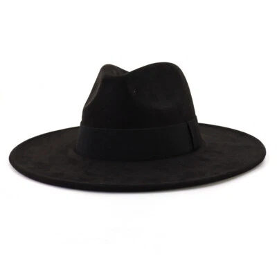 Big Wide Brim Hat for Women Men Classic Suede Panama Hat with Band Western hat - Image 1 of 4