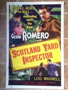 1952~SCOTLAND YARD INSPECTOR~1 SHEET MOVIE POSTER~CESAR ROMERO~LOIS MAXWELL~WOW - Picture 1 of 4