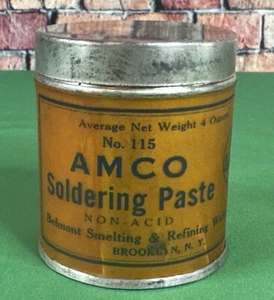 Vintage AMCO # 115 Soldering Paste 4oz Can Full - Picture 1 of 5
