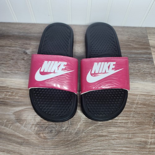 Sandali Nike Slides donna taglia 7 Benassi JDI rosa 343881 610 bianco swoosh