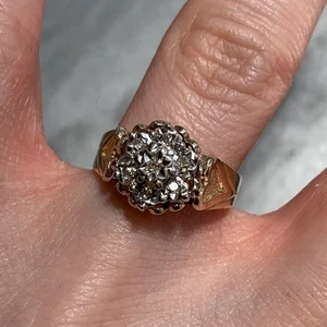 Diamond Tiered Cluster Heart Shoulder Ring 9ct 9k 375 Yellow Gold - Size L 1/2 - Picture 1 of 10
