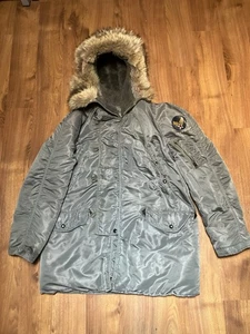 Vintage USAF N-3B Parka Jacket Mens Small Fur Hood Military Stencil Sleeve - Picture 1 of 16