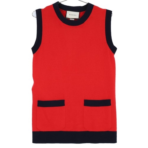 Gucci 490348 Gilet Maglia Cashmere X Lana RossoNero r3_0713