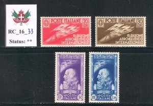 RC_16_33. KINGDOM. 1935 "SALONE AERONAUTICO INTERNAZIONALE". Sas 384-387. MNH - Picture 1 of 1